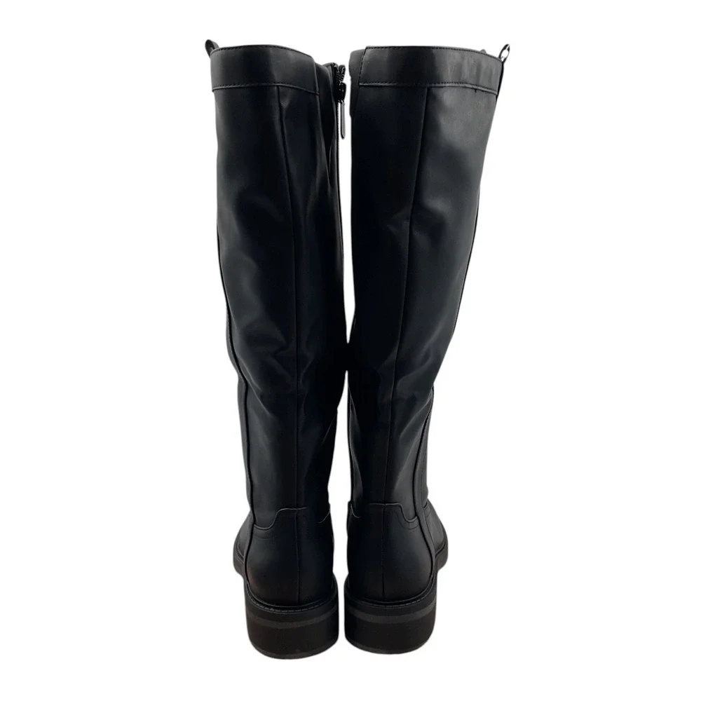 Style & Co Terryy Womens Black Faux Leather Tall Lug Sole Boots 8M F42198